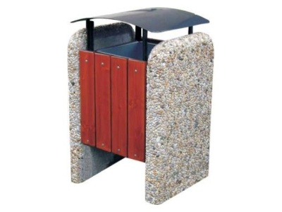 Odpadkový koš - beton-dřevo MM800291